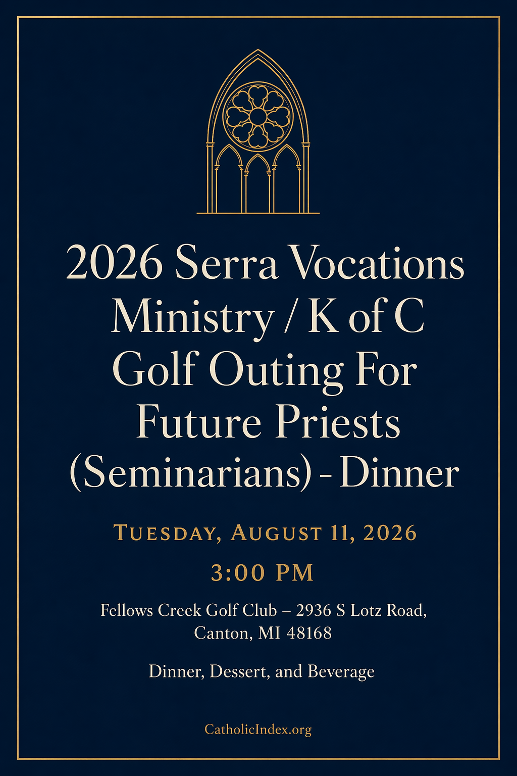 2026 Serra Vocations Ministry / K of C Golf Outing For Future Priests (Seminarians) - Dinner