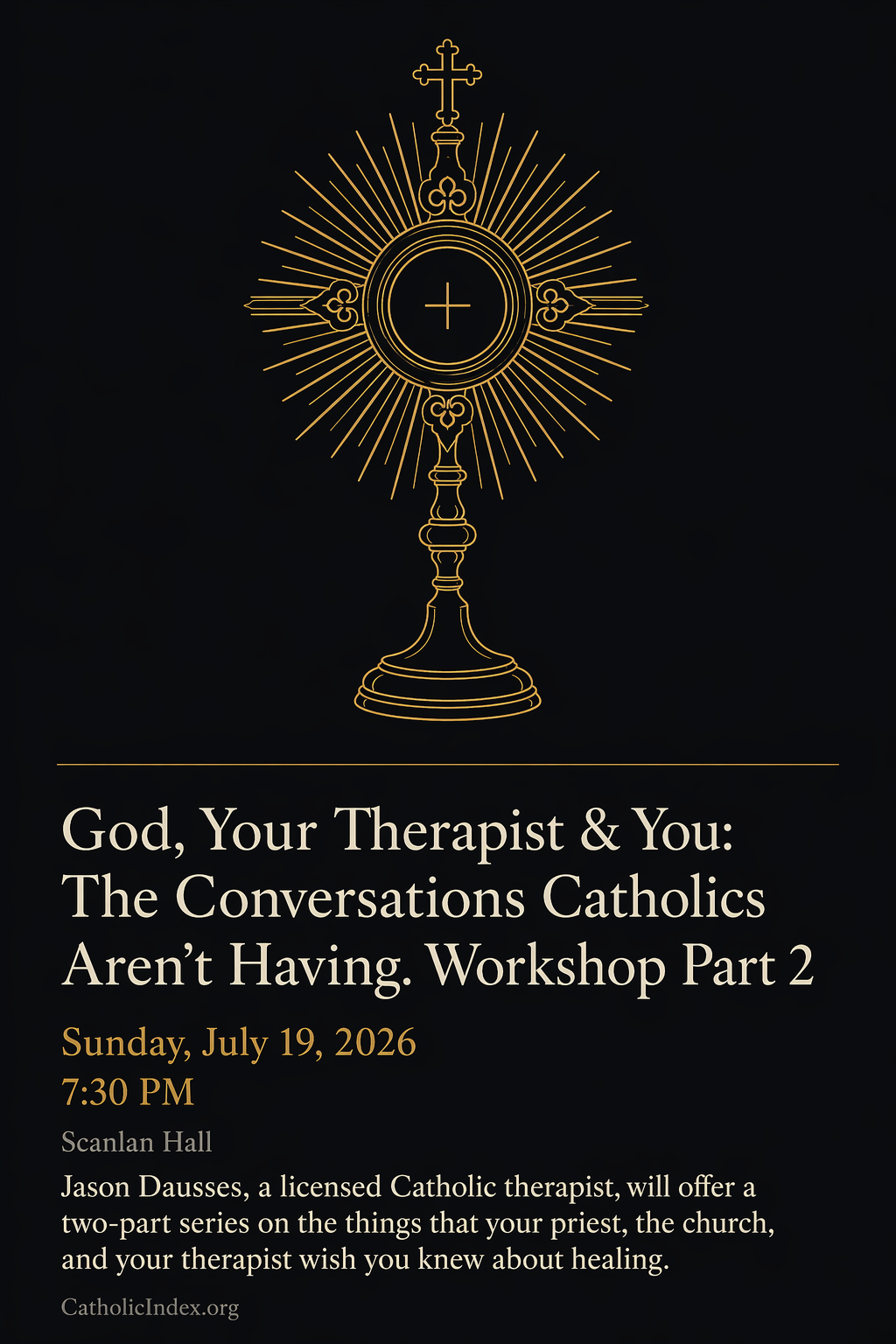 God, Your Therapist & You: The Conversations Catholics Aren't Having. Workshop Part 2