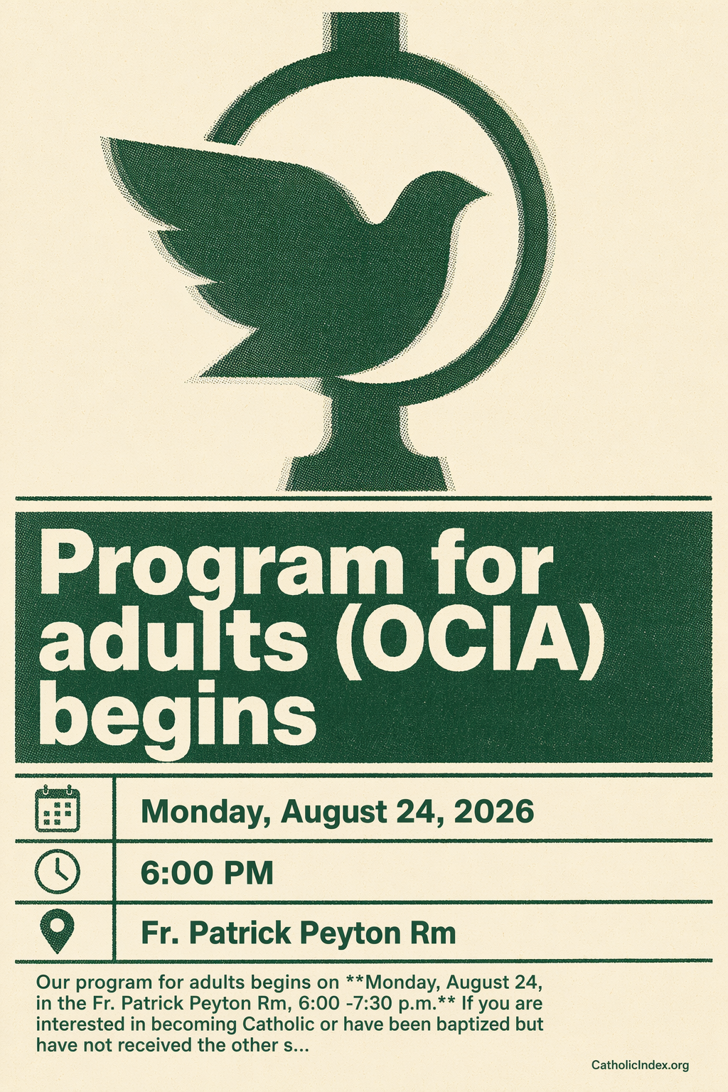 Program for adults (OCIA) begins