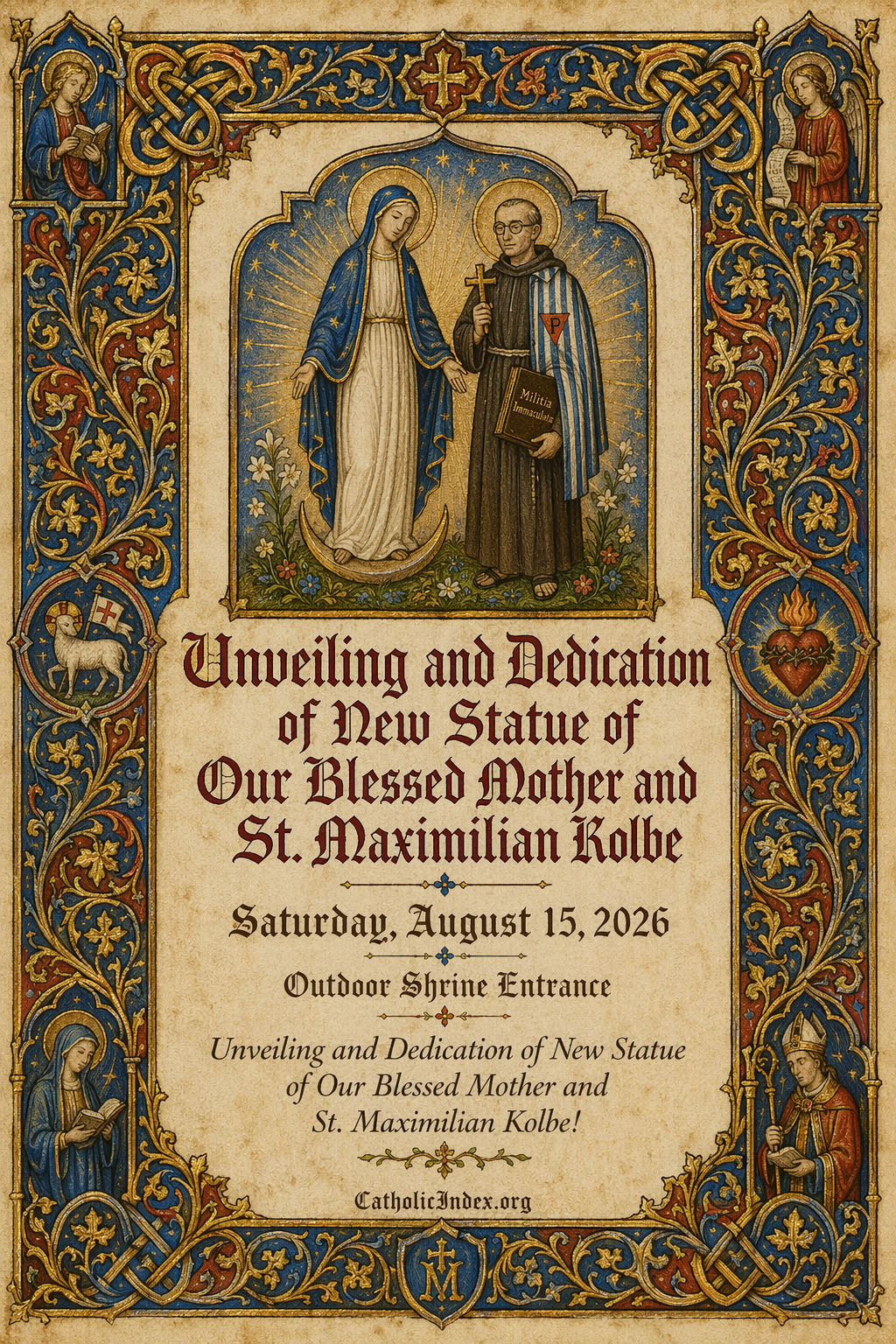 Unveiling and Dedication of New Statue of Our Blessed Mother and St. Maximilian Kolbe